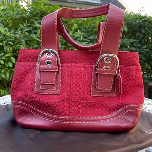 Coach Red Soho Signature Mini C Satchel Tote